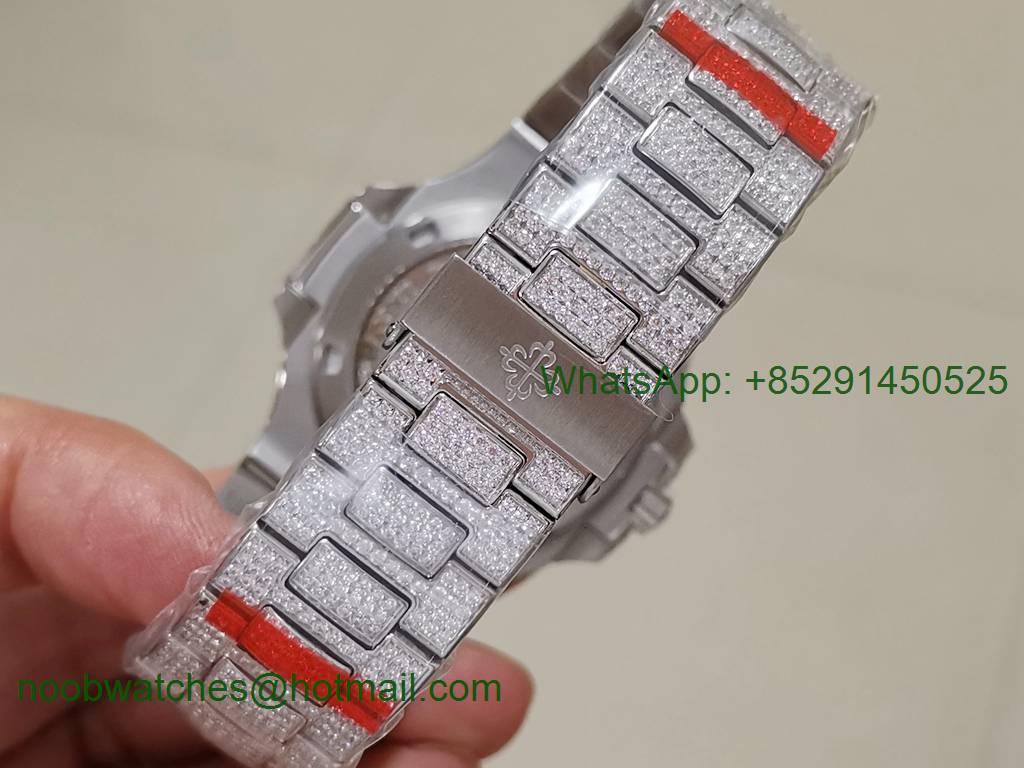 Replica Patek Philippe Nautilus 5719 Full Diamond DMF V3 Best Ice Out Bracelet A324 Clone