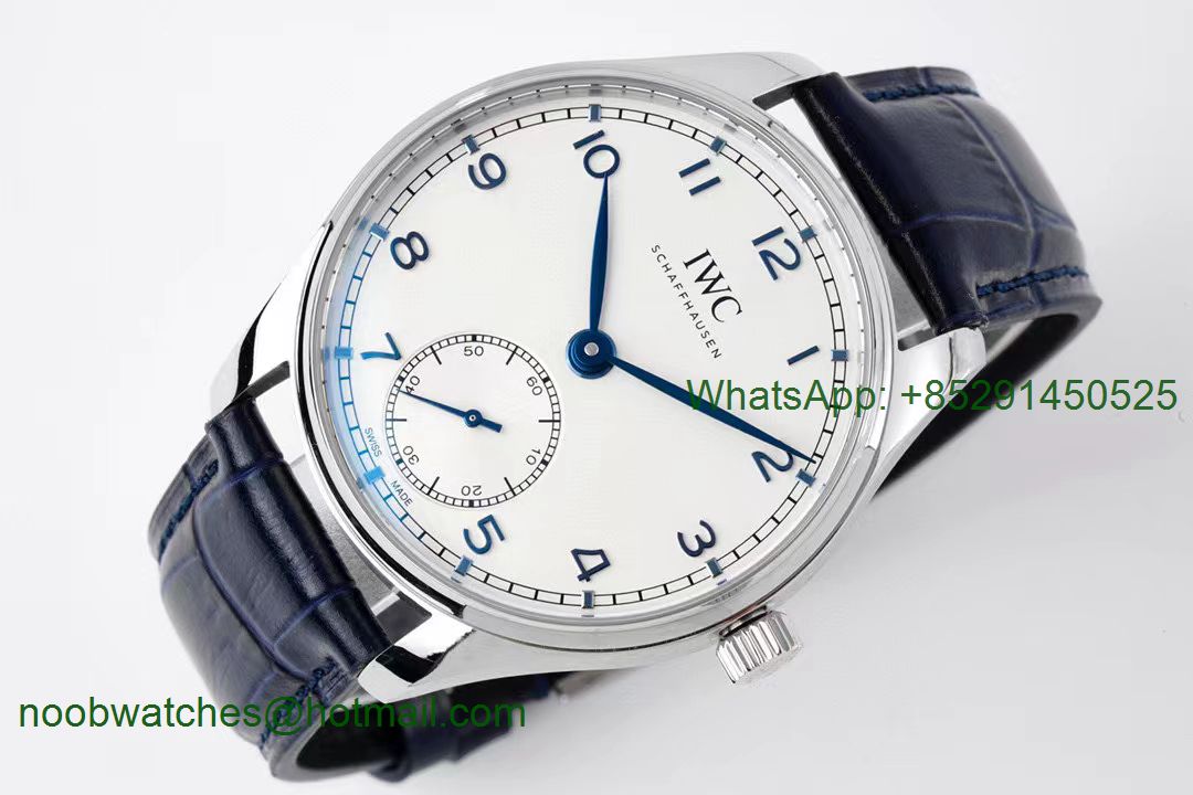 Replica IWC Portuguese IW358304 ZF 1:1 Best White Dial Blue Markers on Blue Leather A82200