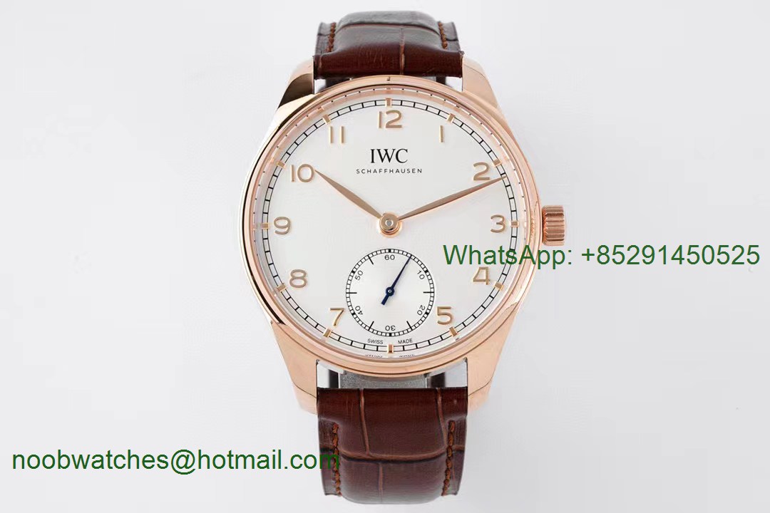 Replica IWC Portuguese IW3583 Rose GOLD ZF 1:1 Best White Dial on Brown Leather A82200