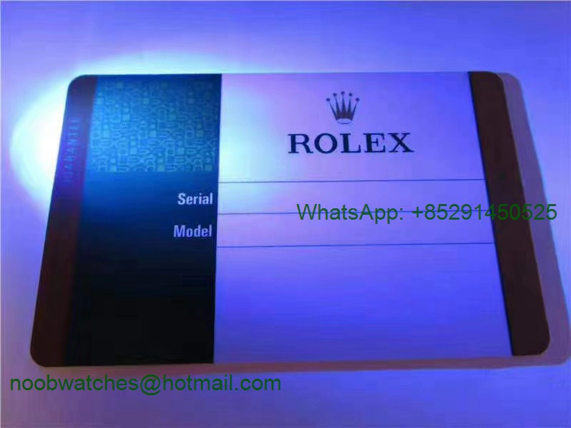 Custom Made Rolex Warranty Card with Anti-Forgery Crown and Fluorescent Matching Print