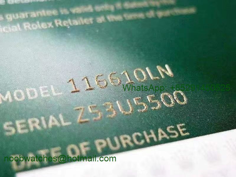 Custom Made Rolex Warranty Card New 2021 Matching Print