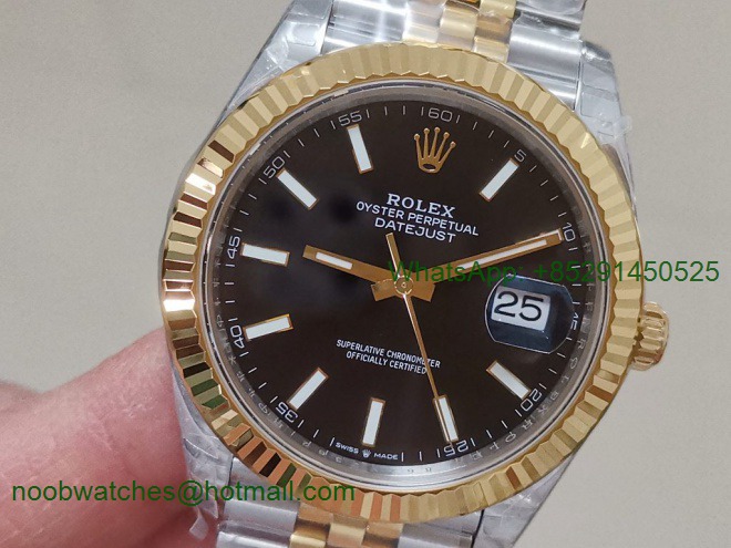 Replica Rolex DateJust 41mm 126333 904L SS Yellow Gold VSF 1:1 Best Black Dial on Jubilee Bracelet VS3235