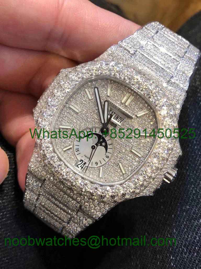 Custom Wrap 18kt Real White Gold And Diamond Ice Out Watch Service
