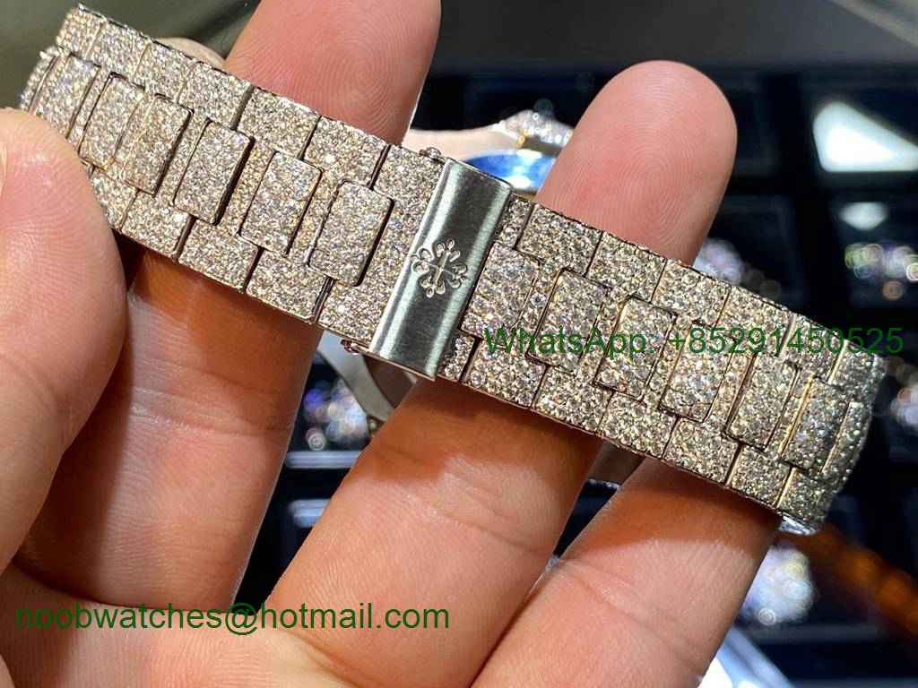 Custom Wrap 18kt Real White Gold And Diamond Ice Out Watch Service