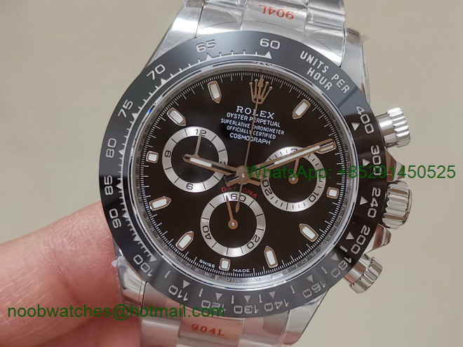 Replica Rolex Daytona 116500 Noob 1:1 Best 904L Black Dial SA4130 V4