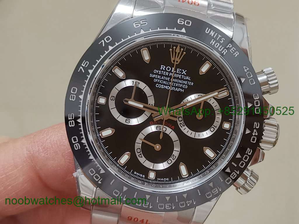 Replica Rolex Daytona 116500 Noob 1:1 Best 904L Black Dial SA4130 V4