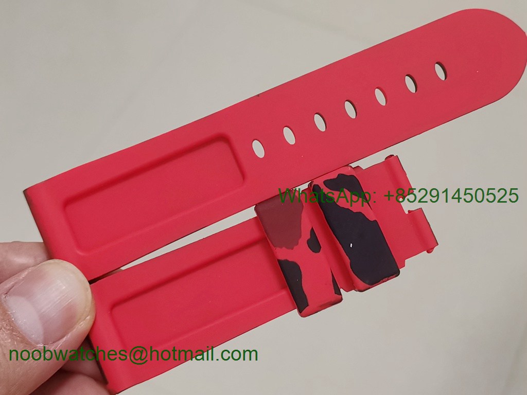 Panerai Red Black Camouflage Rubber Strap For PAM111,312,359 etc