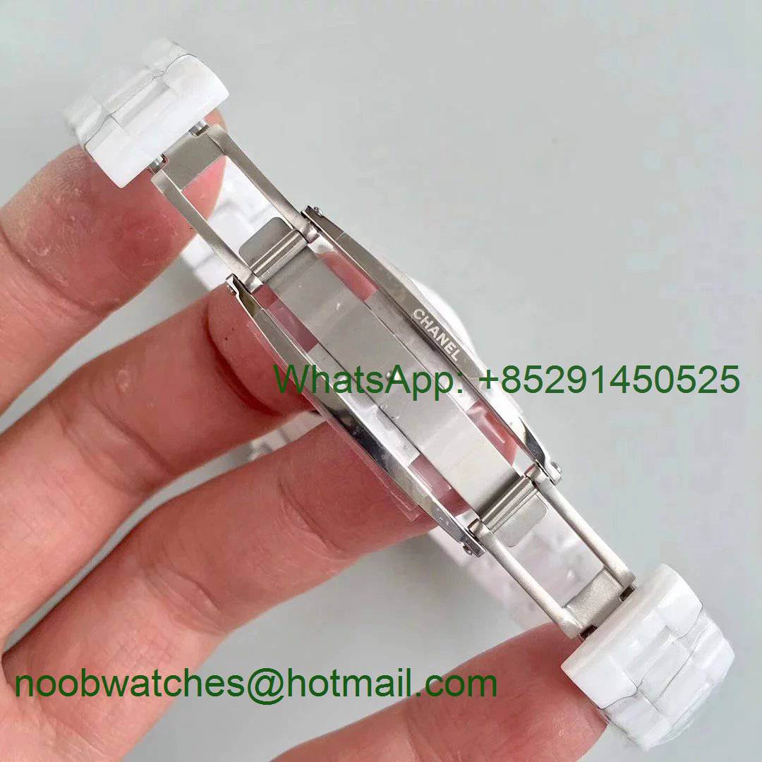J-12 33mm KOR 1:1 Best White Korea Ceramic White Dial Silver Markers on Bracelet Swiss Quartz
