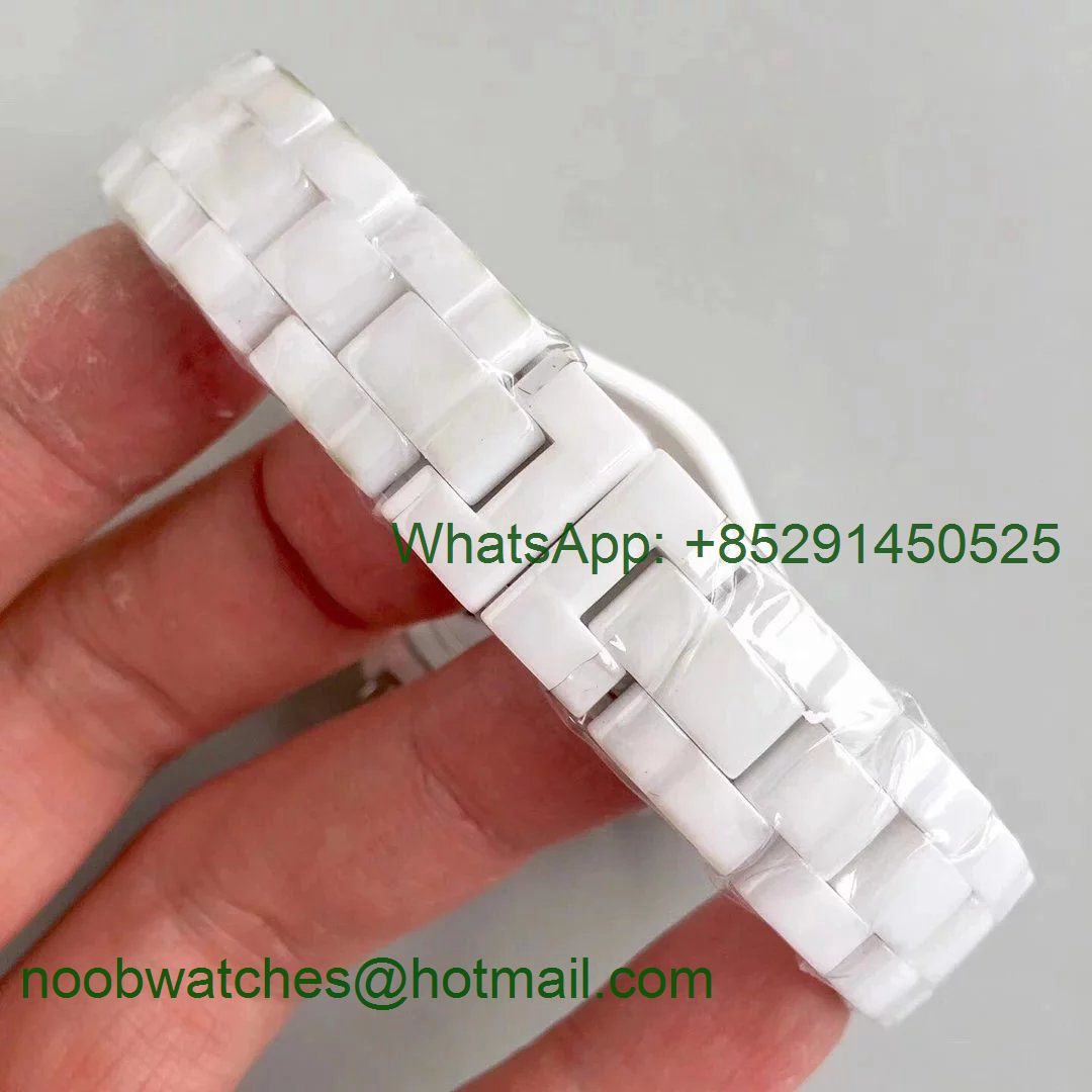 J-12 33mm KOR 1:1 Best White Korea Ceramic White Diamond Dial on Bracelet Swiss Quartz