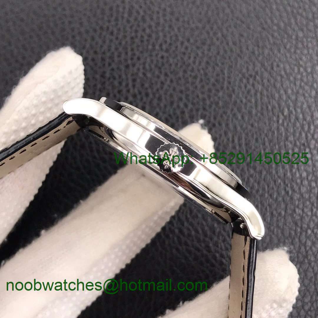 Replica Patek Philippe Calatrava 5298P SS T Diamonds Bezel ZF 1:1 Best Black Dial on Leather A324CS