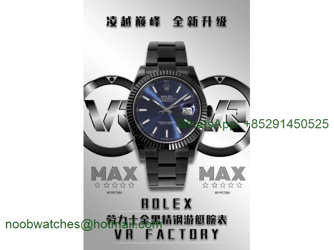 Replica Rolex DateJust 41mm Black PVD VRF Best Blue Dial on Oyster Bracelet A3235