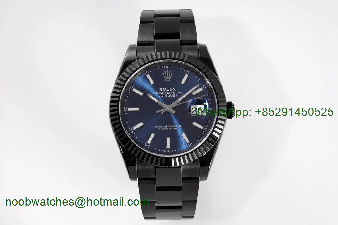 Replica Rolex DateJust 41mm Black PVD VRF Best Blue Dial on Oyster Bracelet A3235