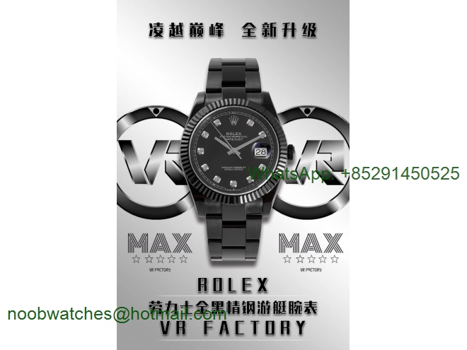 Replica Rolex DateJust 41mm Black PVD VRF Best Black Diamond Dial on Oyster Bracelet A3235