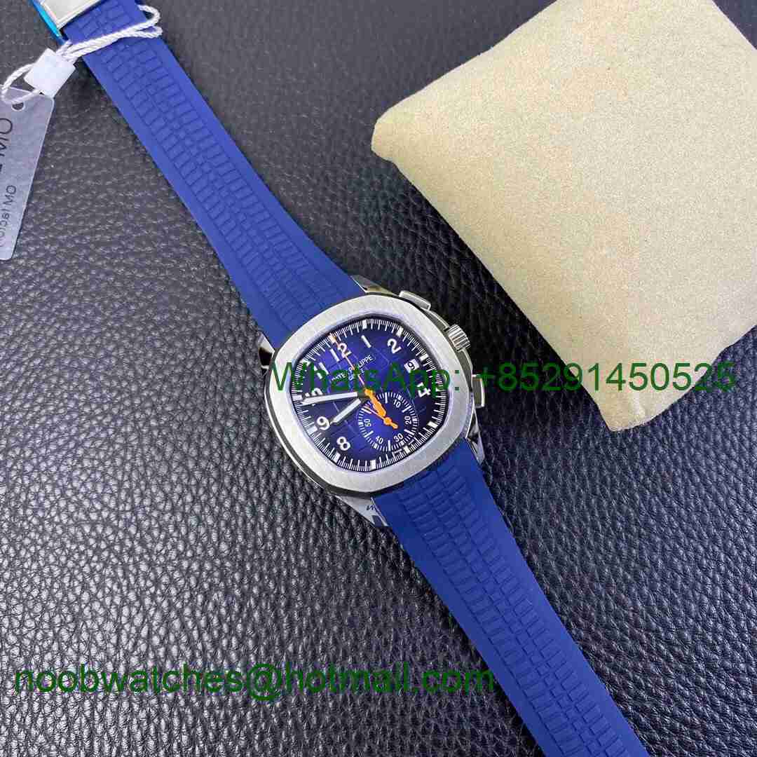 Replica Patek Philippe Aquanaut 5968 SS OMF Best Blue Dial on Rubber Strap A520