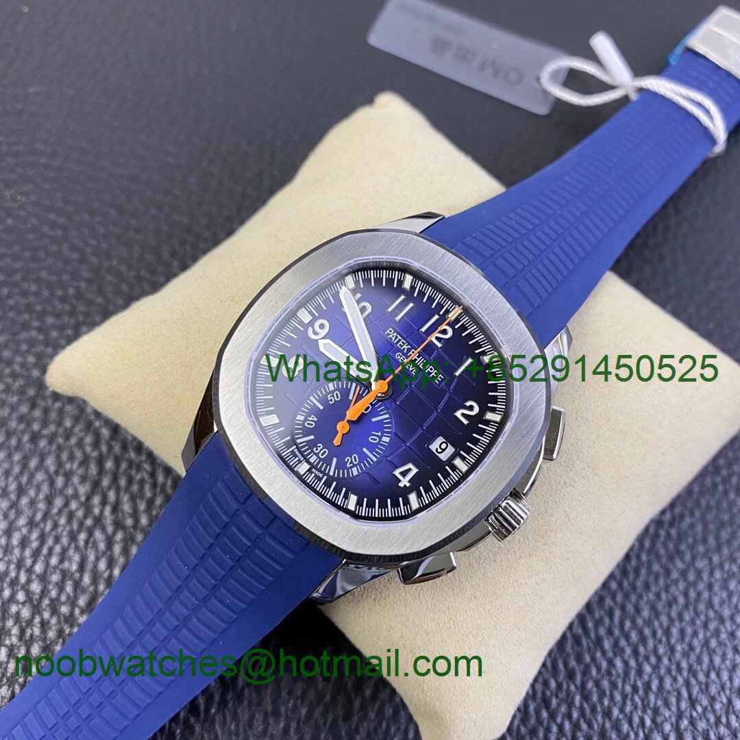 Replica Patek Philippe Aquanaut 5968 SS OMF Best Blue Dial on Rubber Strap A520