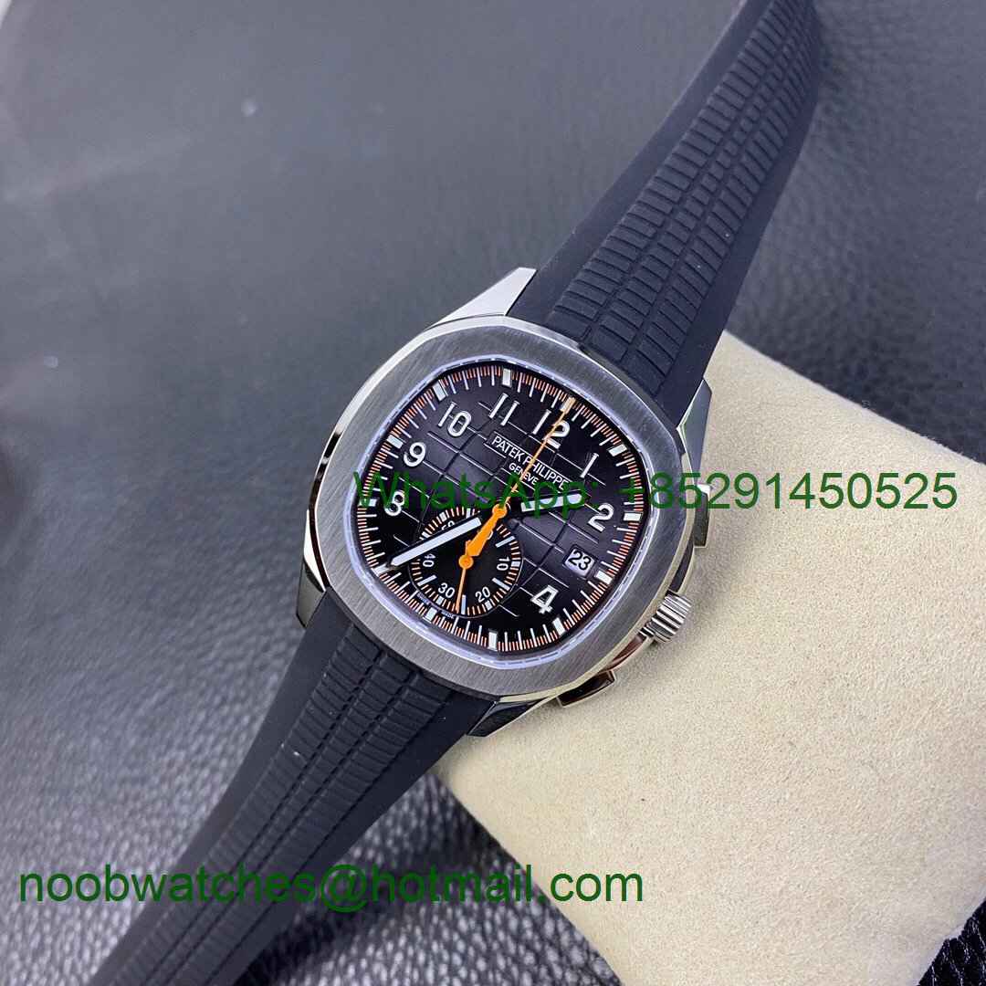 Replica Patek Philippe Aquanaut 5968 SS OMF Best Gray Dial on Black Rubber Strap A520
