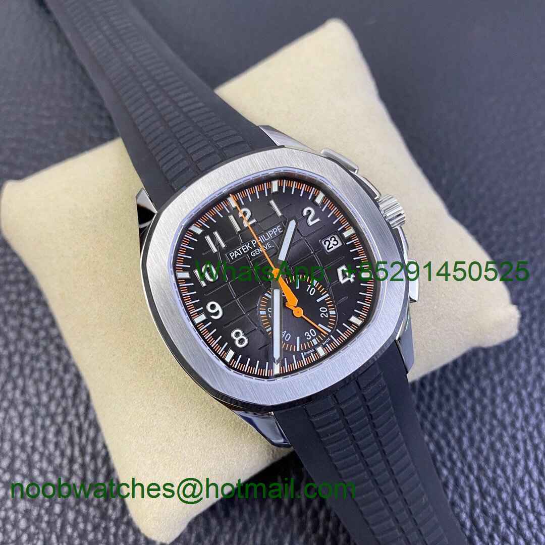Replica Patek Philippe Aquanaut 5968 SS OMF Best Gray Dial on Black Rubber Strap A520