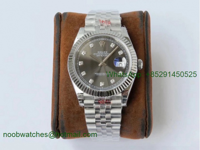 Replica Rolex DateJust 41mm 126334 VRF 1:1 Best 904L Steel Gray Diamond Dial Jubilee Bracelet A3235