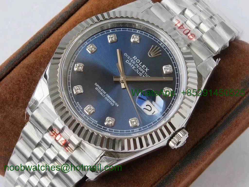 Replica Rolex DateJust 41mm 126334 VRF 1:1 Best 904L Steel Blue Diamond Dial Jubilee Bracelet A3235