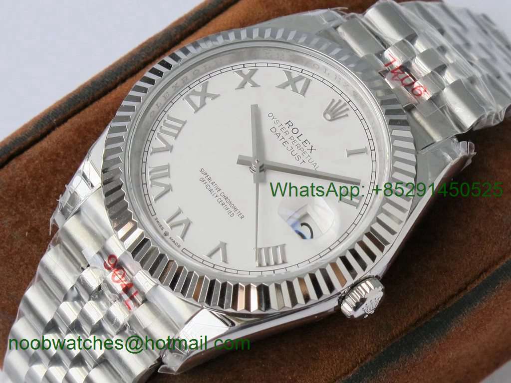 Replica Rolex DateJust 41mm 126334 VRF 1:1 Best 904L Steel White Roman Dial Jubilee Bracelet A3235