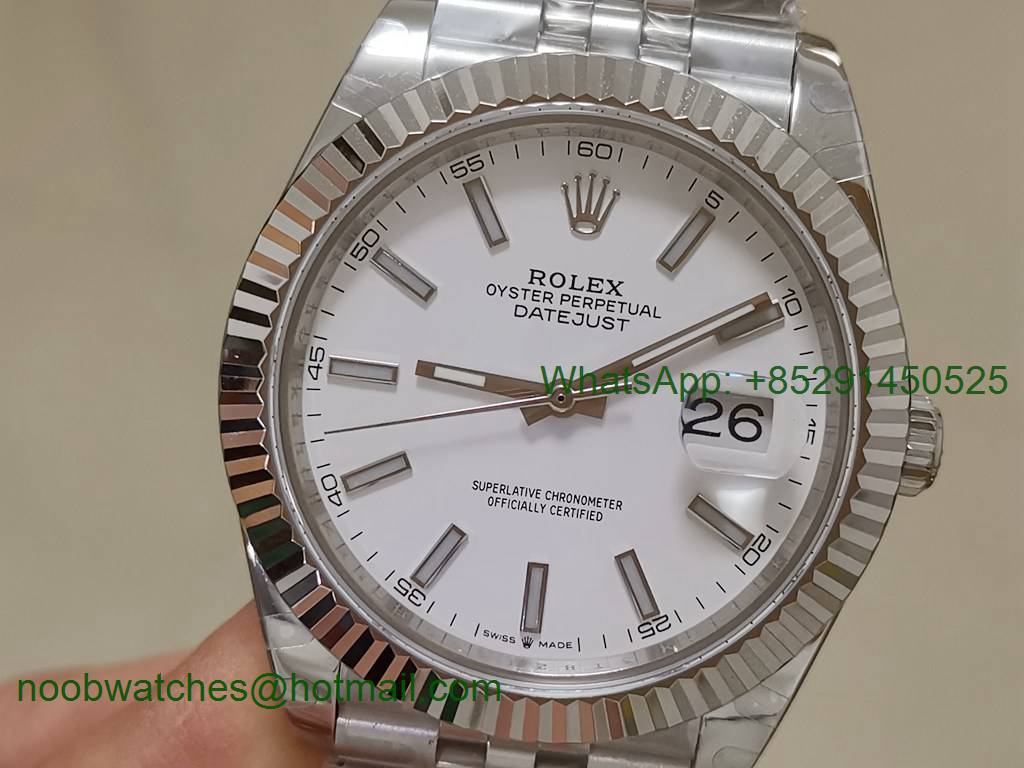 Replica Rolex DateJust 41mm 126334 BP Factory Best White Dial Jubilee Bracelet A2813