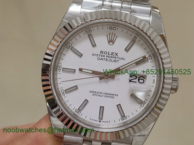 Replica Rolex DateJust 41mm 126334 BP Factory Best White Dial Jubilee Bracelet A3235