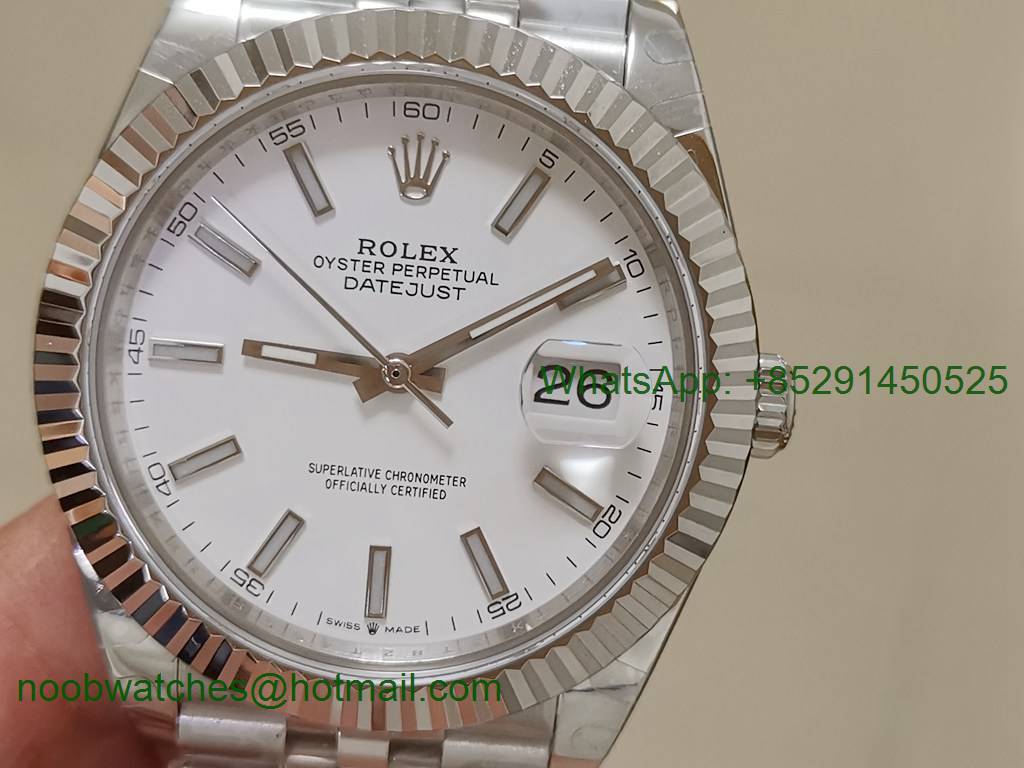 Replica Rolex DateJust 41mm 126334 BP Factory Best White Dial Jubilee Bracelet A3235