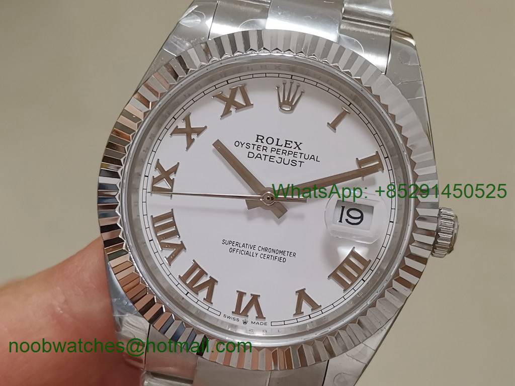 Replica Rolex DateJust 41mm 126334 BP Factory Best White Roman Dial Oyster Bracelet A2813