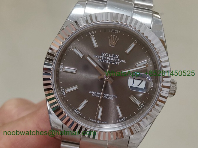 Replica Rolex DateJust 41mm 126334 BP Factory Best Gray Dial Oyster Bracelet A3235