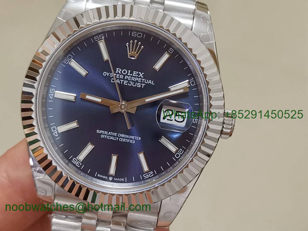 Replica Rolex DateJust 41mm 126334 BP Factory Best Blue Dial Jubilee Bracelet A2813