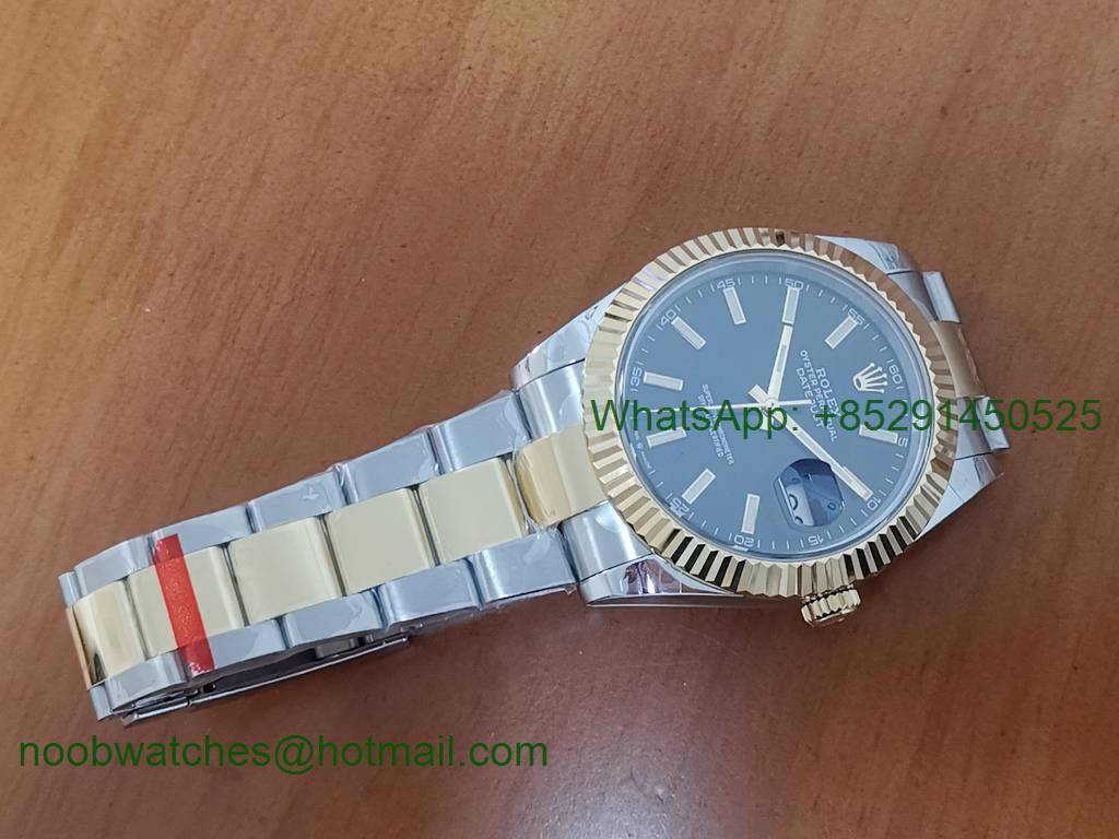 Replica Rolex DateJust 41mm Two Tone Yellow Gold 126334 Black Dial BP Factory A2813