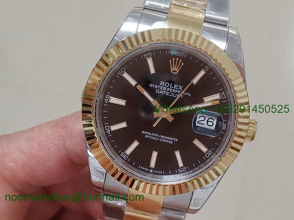 Replica Rolex DateJust 41mm Two Tone Yellow Gold 126334 Black Dial BP Factory A3235