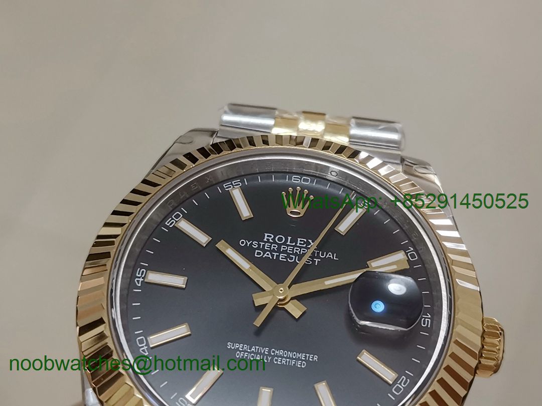 Replica Rolex DateJust 41mm Two Tone Yellow Gold 126334 Black Dial on Julibee BPF A2824