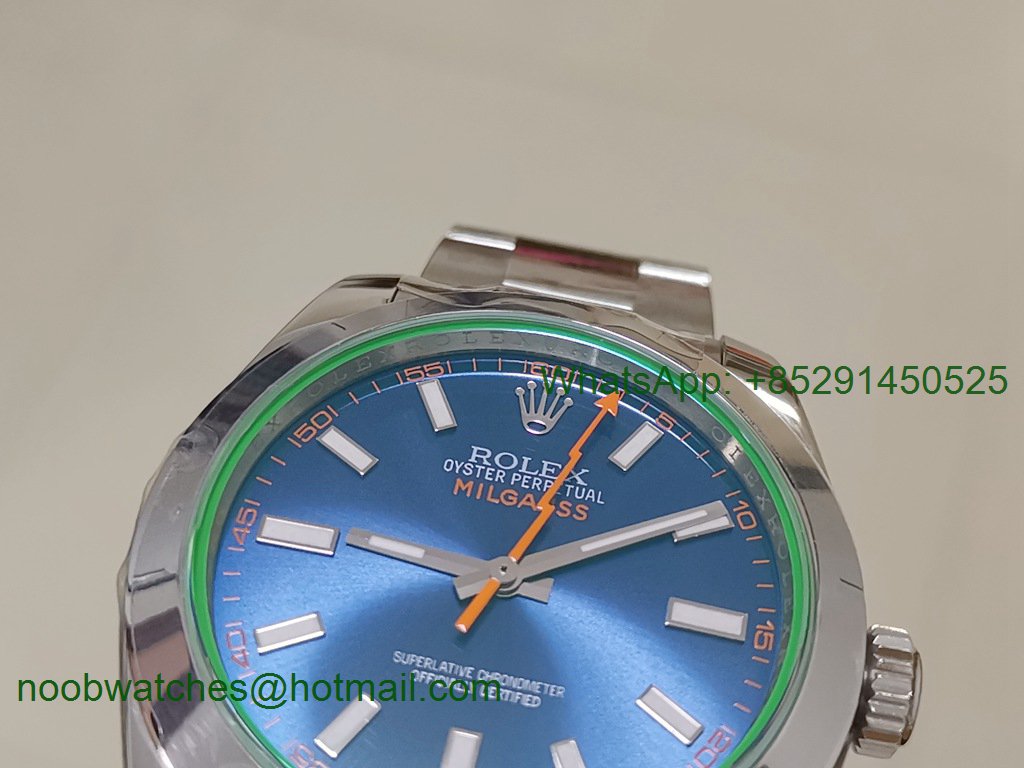 Replica Rolex Milgauss 116400 GV 904L Steel ARF 1:1 Best Blue Dial SH3131