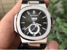 Replica Patek Philippe Nautilus 5726 Complicated GRF 1:1 Best Black Dial on Leather A324