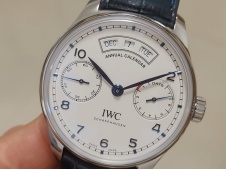 Replica IWC Portuguese Real PR Real Annual Calendar IW503501 YLF 1:1 Best White Dial on Blue Leather A52850