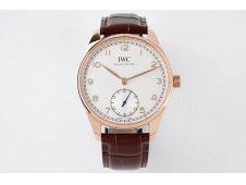 Replica IWC Portuguese IW3583 Rose GOLD ZF 1:1 Best White Dial on Brown Leather A82200