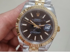 Replica Rolex DateJust 41mm Two Tone Yellow Gold 126334 Black Dial on Julibee BPF A2813