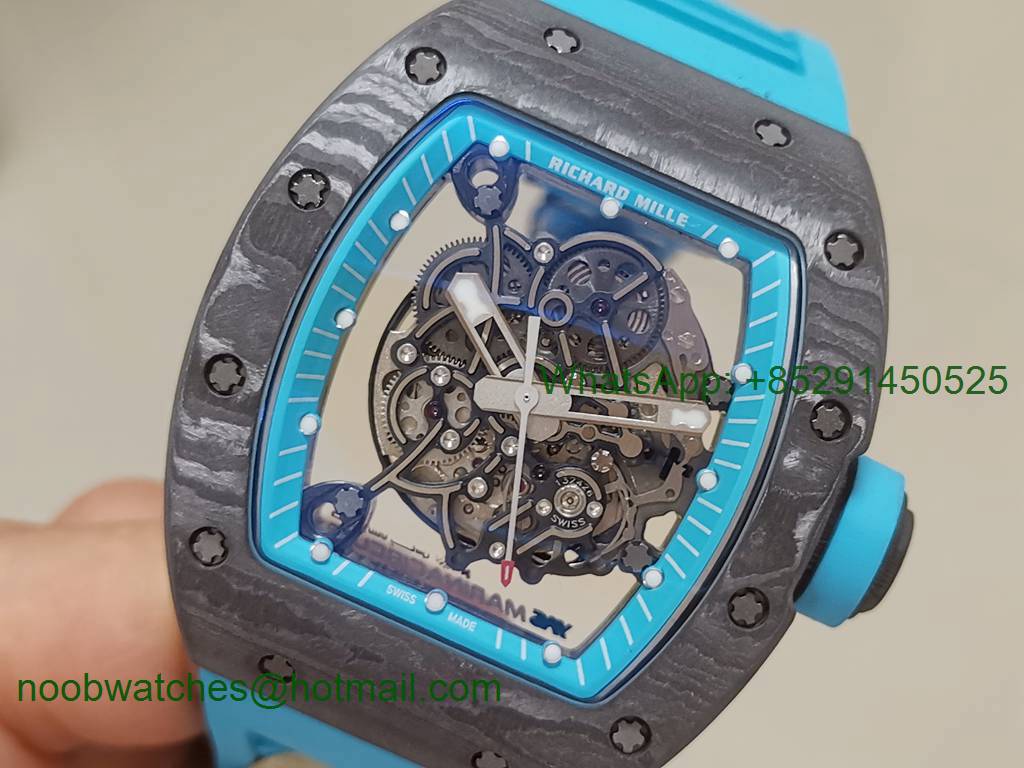 Replica Richard Mille RM055 Yas Marina Circuit Real NTPT ZF 1:1 Best Blue Rubber NH05A V3