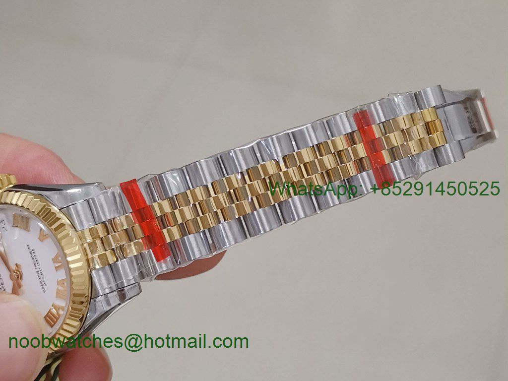 Replica Rolex DateJust 31mm Steel/18k Yellow Gold Plated White Dial TWF A2824