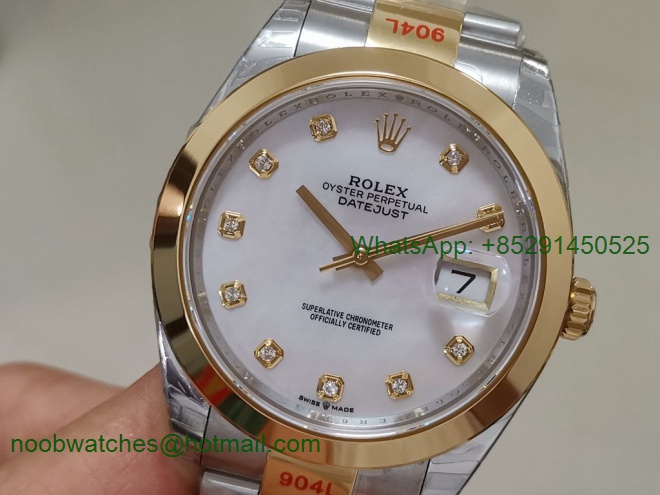 Replica Rolex DateJust 41mm Two Tone Yellow Gold 126233 EWF 1:1 Best MOP Dial A3235