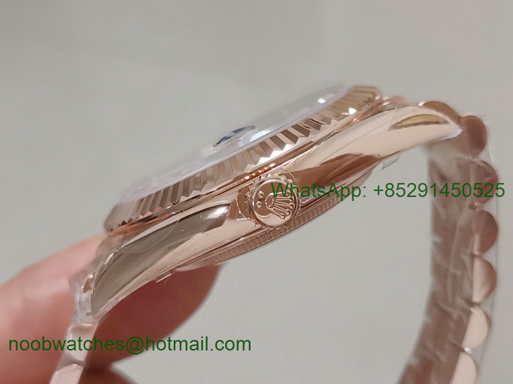 Replica Rolex DayDate 40mm Rose Gold 228235 EWF Best on SS President Bracelet A3255