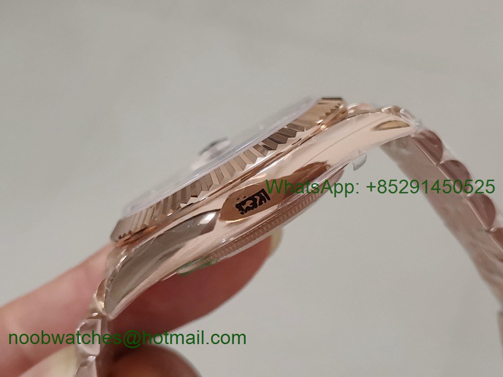 Replica Rolex DayDate 40mm Rose Gold 228235 EWF Best on SS President Bracelet A3255