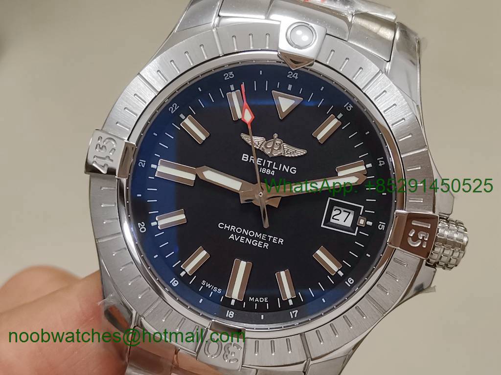 Replica Breitling Avenger Automatic 43mm SS GF 1:1 Best Black Dial A2824