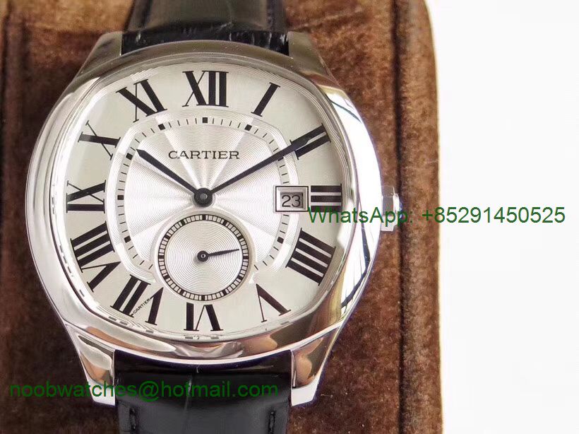 Replica Cartier Drive de Cartier GSF 1:1 Best White Dial on Black Leather A23J