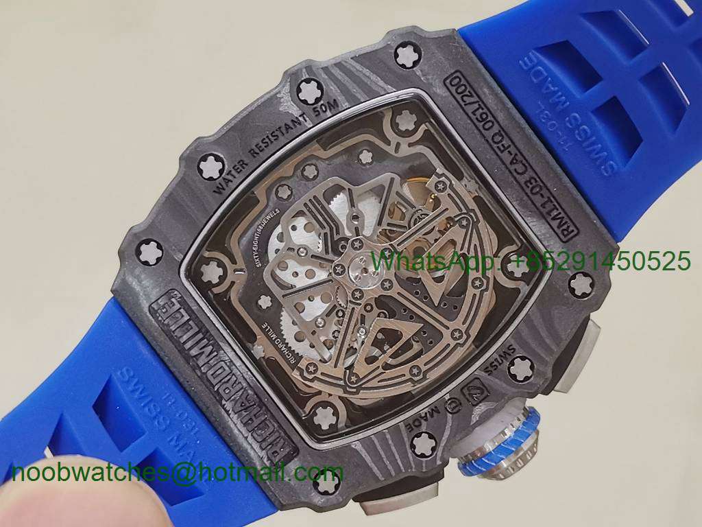 Replica RICHARD MILLE RM11-04 Automatic Flyback Roberto Mancini on Blue Rubber