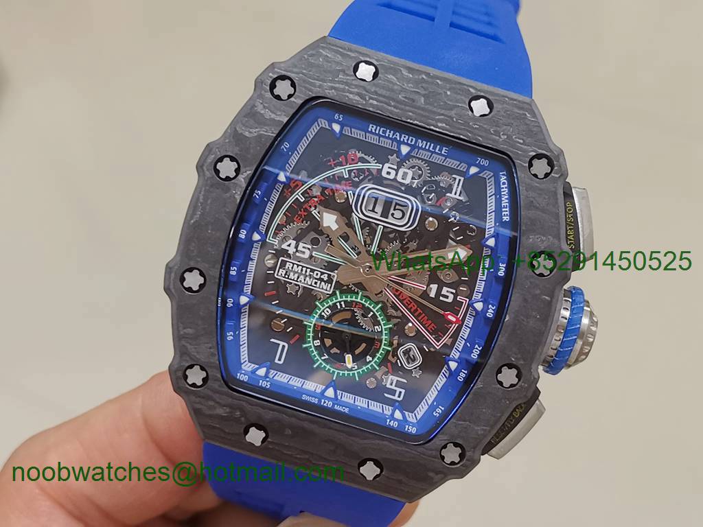 Replica RICHARD MILLE RM11-04 Automatic Flyback Roberto Mancini on Blue Rubber