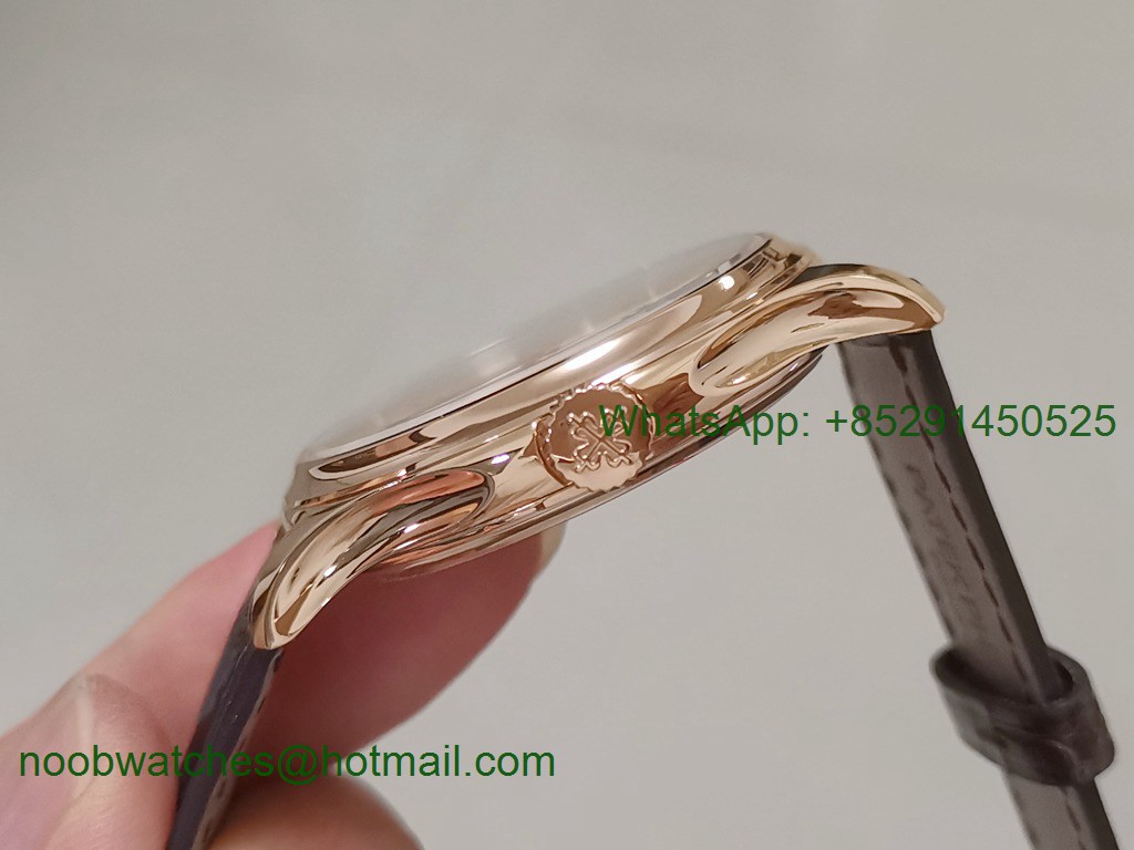 Replica Patek Philippe Calatrava 5227R Rose Gold 3KF 1:1 Best White Dial on Leather A324 V2