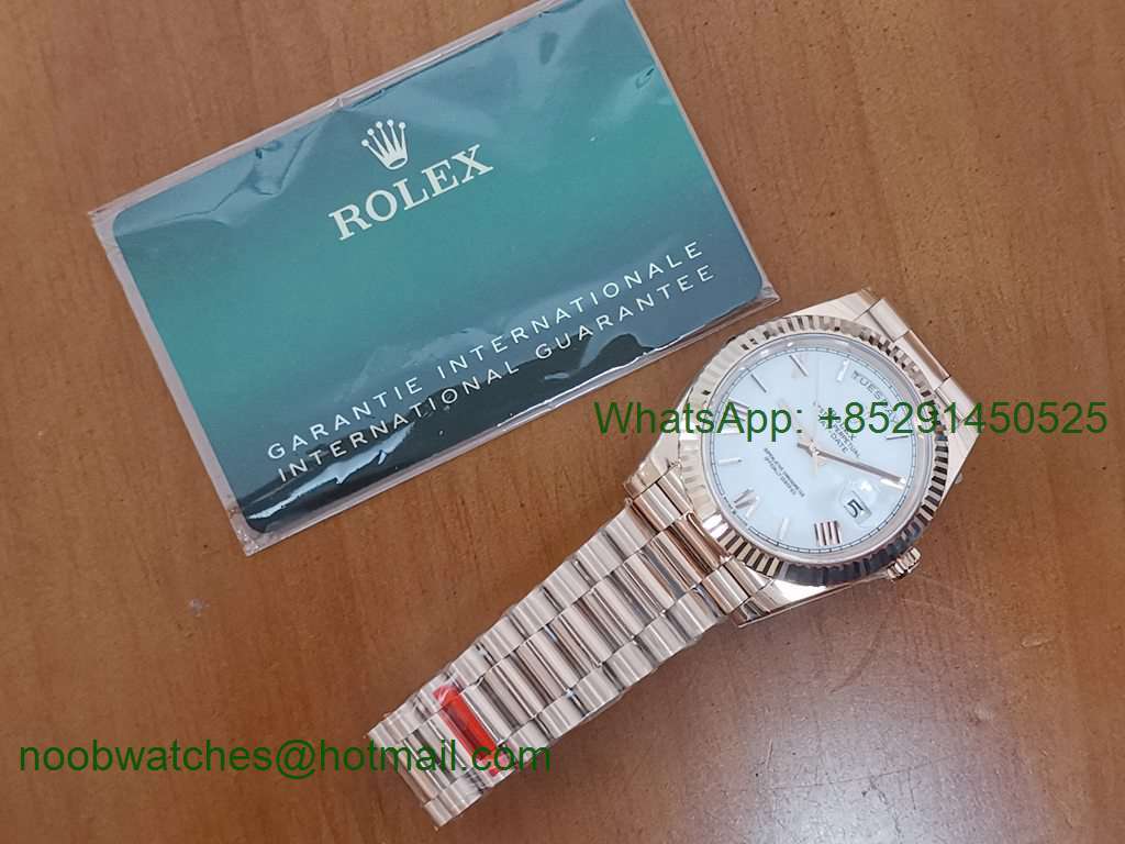 Replica Rolex DayDate 40mm Rose Gold White Dial EWF A3255 Mod