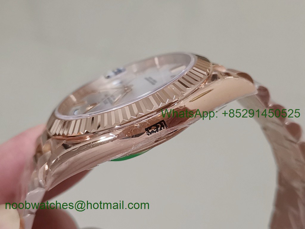 Replica Rolex DayDate 40mm Rose Gold Silver Dial EWF A3255 Mod